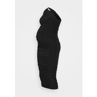 Missguided Maternity SLINKY ONE SHOULDER RUCHED MIDI DRESS Sukienka z dżerseju black M5Q29F006