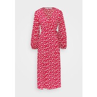 Glamorous LONG SLEEVE WRAP DRESS WITH V NECK Długa sukienka red / white GL921C0MK