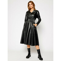 KARL LAGERFELD Sukienka skórzana Faux Leather 206W1903 Czarny Waisted Fit