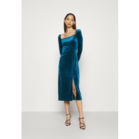 Glamorous MIDI DRESS WITH LONG SLEEVES SQUARE NECK AND FRONT SIDE SPLIT Sukienka letnia dark blue GL921C0NO