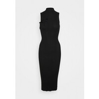 Missguided Petite TIE FRONT HIGH NECK MIDAXI Sukienka dzianinowa black M0V21C0HS