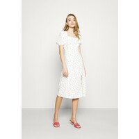 Glamorous TIE BACK MIDI DRESS WITH PUFF SHORT SLEEVES SQUARE NECKLINE Sukienka letnia white/pink GL921C0P5