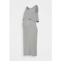 MAMALICIOUS NURSING DRESS Długa sukienka light grey melange M6429F10B