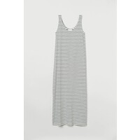 H&M Dżersejowa sukienka z bawełną 0879796003 Biały/Czarne paski