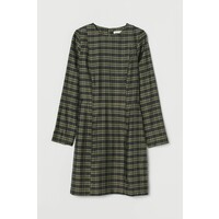 H&M Sukienka z lyocellem 0915487001 Ciemna zieleń khaki/Krata