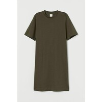 H&M Bawełniana sukienka T-shirtowa - 0841434026 Ciemna zieleń khaki