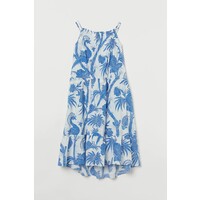 H&M Bawełniana sukienka trapezowa 0893752002 Biały/Niebieski wzór