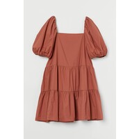 H&M Sukienka z bufiastym rękawem 0905614002 Rdzawobrązowy