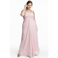 H&M H&M+ Długa sukienka bandeau 0561729001 Pudroworóżowy