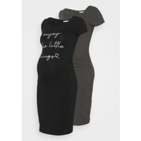 Anna Field MAMA 2 PACK Sukienka z dżerseju mottled dark grey/black EX429F041