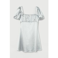 H&M Sukienka z bufiastym rękawem 0943347004 Srebrzysty