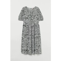 H&M H&M+ Sukienka z bufkami 0913694002 Biały/Czarny wzór