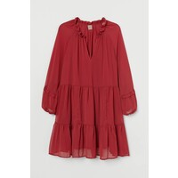 H&M H&M+ Szyfonowa sukienka 0919391002 Czerwony