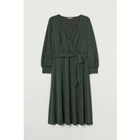 H&M H&M+ Kopertowa sukienka 0790505001 Ciemna zieleń khaki