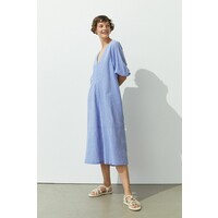 H&M Szeroka sukienka z bawełny 0930910002 Niebieski/Białe paski