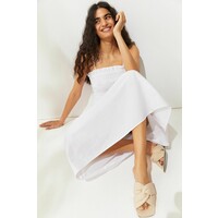 H&M Sukienka z marszczeniem 0985777006 Biały