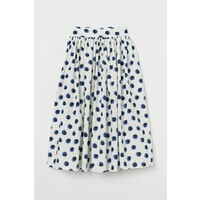 H&M Rozszerzana spódnica z bawełny 0894273001 Biały/Niebieskie kropki