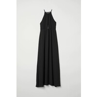 H&M Długa sukienka z koronką 0608022003 Czarny