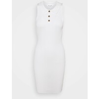 Missguided Tall COLLAR BUTTON MINI DRESS Sukienka dzianinowa white MIG21C0DB
