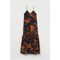 H&M Długa sukienka z lyocellem 0901770001 Ciemnoniebieski/Pomarańczowy
