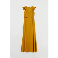 H&M Długa sukienka z satyny 0834794001 Ciemnożółty