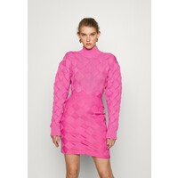 Hervé Léger CHUNKY WEAVE BANDAGE Sukienka etui neon pink HL421C05L
