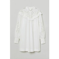 H&M Sukienka z haftem angielskim 0964466001 Biały