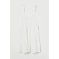 H&M Dżersejowa sukienka w serek 0873604001 Biały