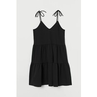 H&M Dżersejowa sukienka w serek 0873604001 Czarny