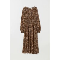 H&M Długa sukienka z wiskozy 0751057001 Beżowy/Panterka