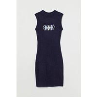 H&M Dzianinowa sukienka - 1023997002 Ciemnoniebieski