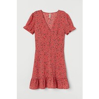 H&M Sukienka z krepy 0871377002 Koralowoczerwony/Kwiaty