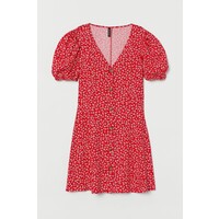 H&M Krótka sukienka wiskozowa 0862937002 Czerwony/Kwiaty