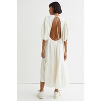 H&M Długa sukienka z bufiastym rękawem 1040201001 Biały