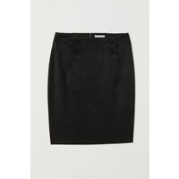 H&M Spódnica do kolan 0652730001 Czarny/Imitacja zamszu