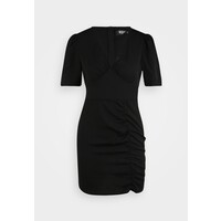 Missguided Petite DALMATIAN RUCHED SIDE V TEA DRESS Sukienka letnia black M0V21C0L5-Q11