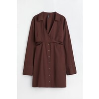 H&M Popelinowa sukienka z bawełny - 1036207005 Ciemnobrązowy