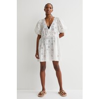 H&M Sukienka z haftem angielskim 1024742001 Biały
