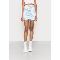 Missguided FLORAL PRINT RUCHED FRONT SKIRT Spódnica mini blue M0Q21B0EP-K11