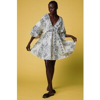H&M Sukienka z baloniastym rękawem 1056400005 Kremowy/Paisley