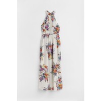 H&M Szyfonowa sukienka z mocowaniem na karku 1059777003 Biały/Kwiaty