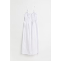 H&M Bawełniana sukienka z marszczeniem 1080284003 Biały
