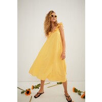 H&M Sukienka z falbaną 0970261002 Żółty