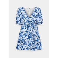 Abercrombie & Fitch VNECK PUFF Sukienka letnia blue floral A0F21C09S-K11