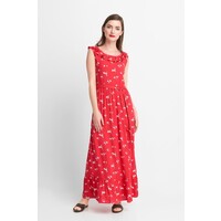 Quiosque Czerwona sukienka maxi w kwiaty