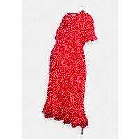 ONLY MATERNITY OLMOLIVIA WRAP DRESS Sukienka z dżerseju mars red ON329F004-G11