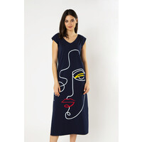 Quiosque Długa dzianinowa sukienka z abstrakcyjnym wzorem 4OE002802