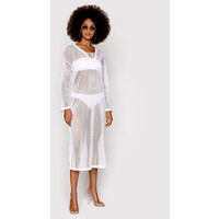 Seafolly Sukienka plażowa Crochet Cover Up 54630-CU Biały Relaxed Fit
