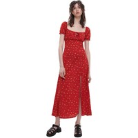Cropp Czerwona sukienka midi w kwiaty 7081N-33X