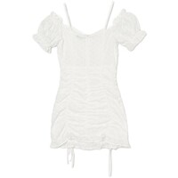 Cropp Biała sukienka z marszczeniami 1452S-00X